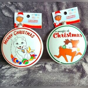 NWT Elf on the shelf Elf pets Arctic Fox & Reindeer Christmas tree ornaments